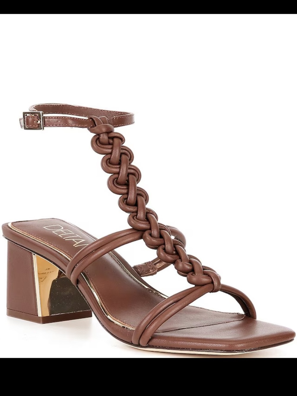 Deltan Brown Strappy Block Heel